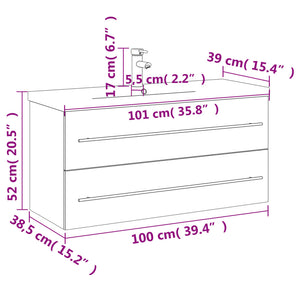 Mobile da Bagno con Lavabo Integrato Nero