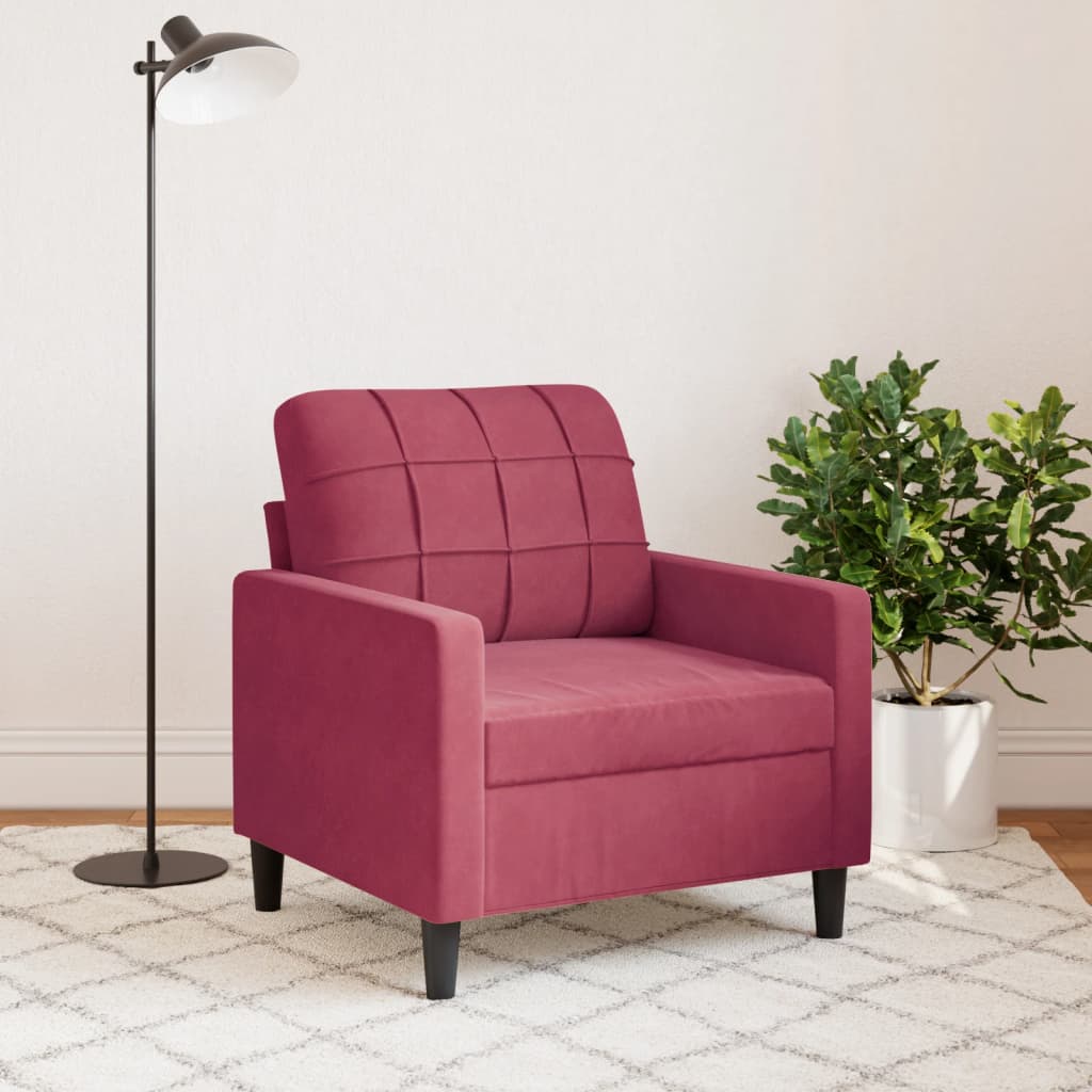 vidaXL Poltrona Rosso Vino 60 cm Velluto