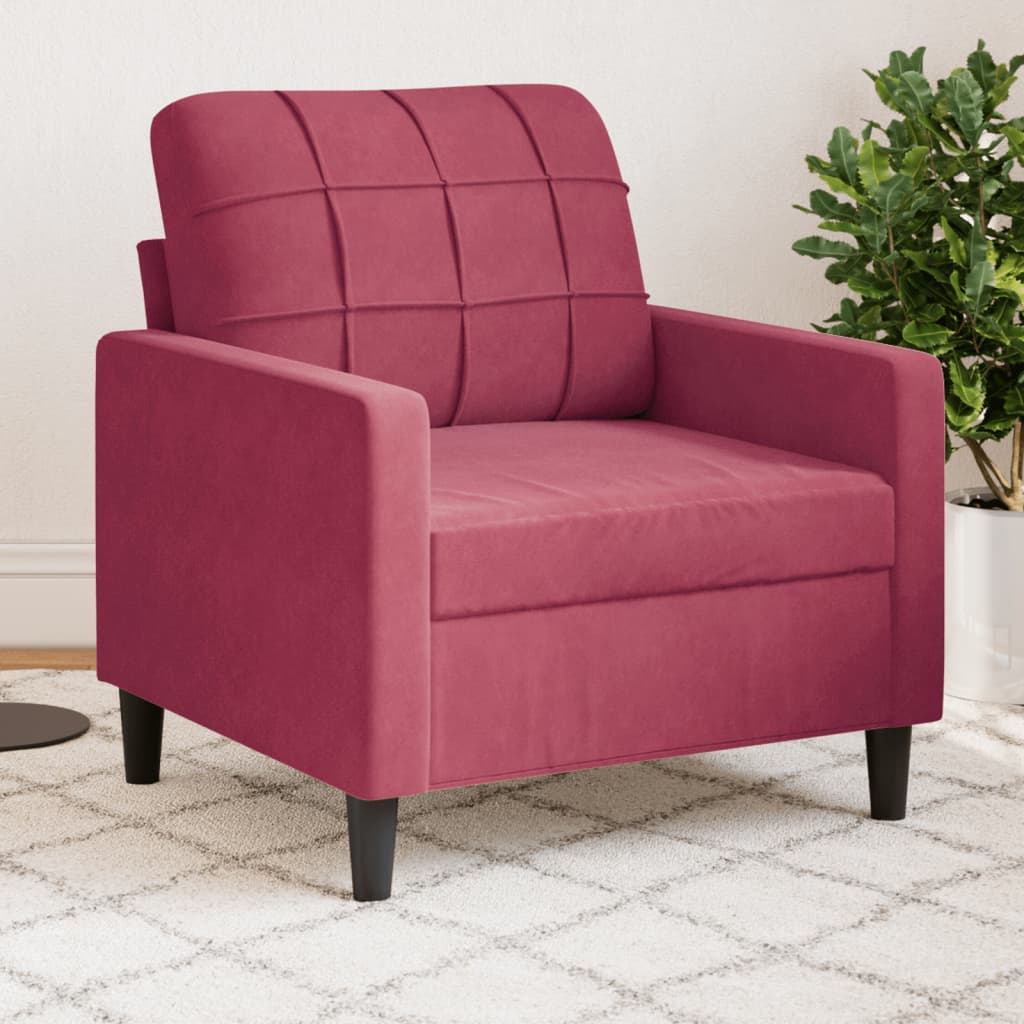 vidaXL Poltrona Rosso Vino 60 cm Velluto