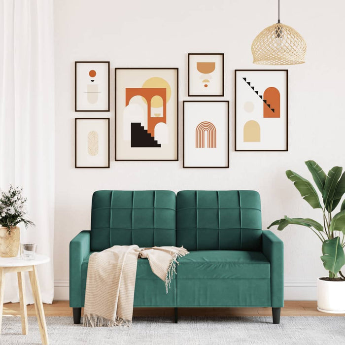 Divano a 2 Posti Verde Scuro 120 cm in Velluto 4007616