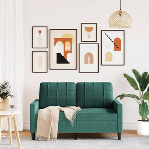 vidaXL Divano a 2 Posti Verde Scuro 120 cm in Velluto