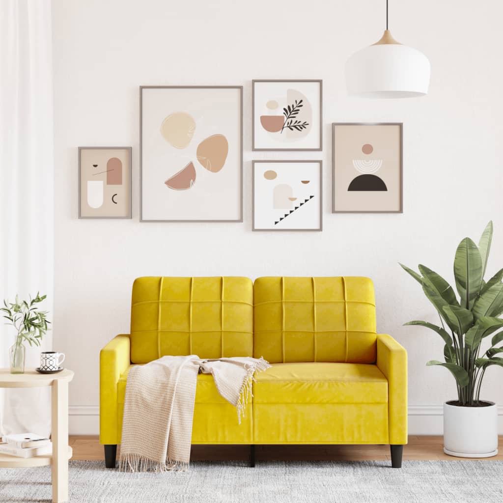 vidaXL Divano a 2 Posti giallo 120 cm in Velluto