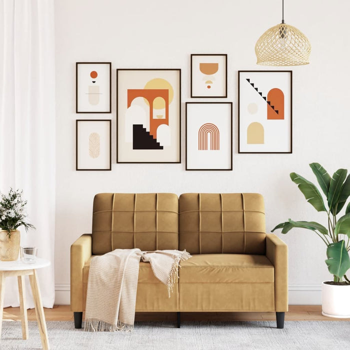 vidaXL Divano a 2 Posti marrone 120 cm in Velluto