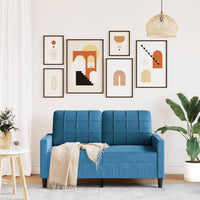 vidaXL Divano a 2 Posti Blu 120 cm in Velluto
