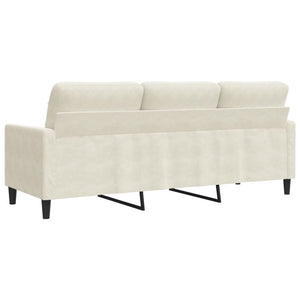 vidaXL Divano a 3 Posti Crema 180 cm in Velluto