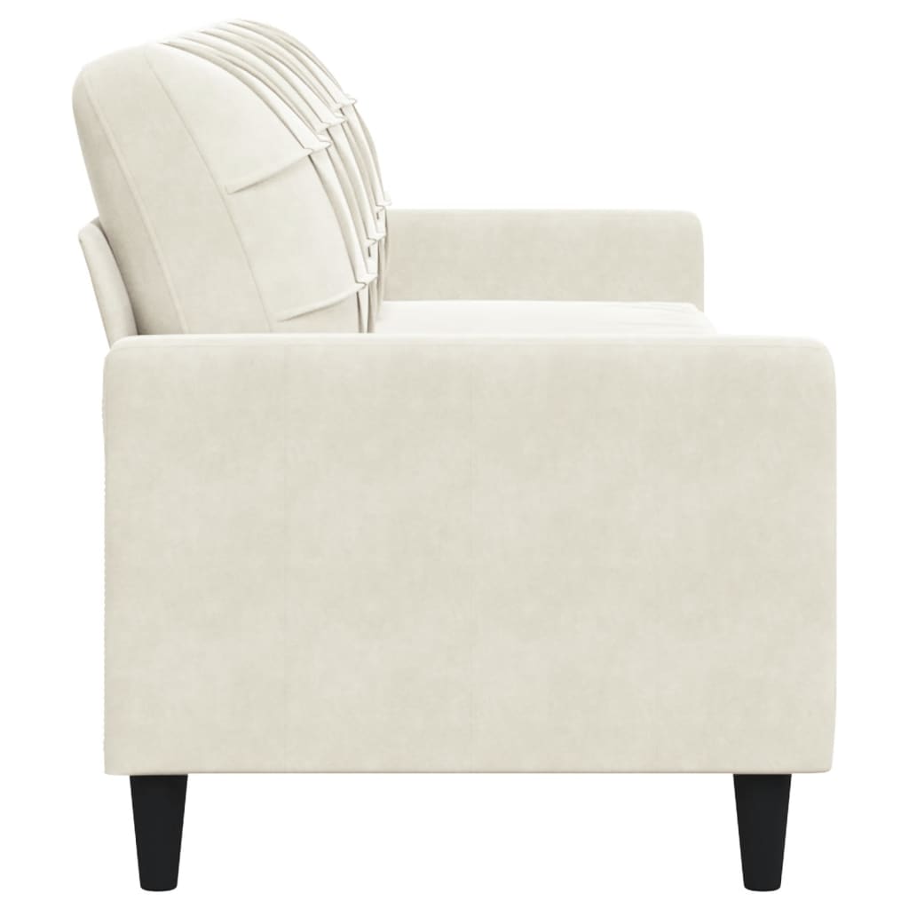 Divano a 3 Posti Crema 210 cm in Velluto