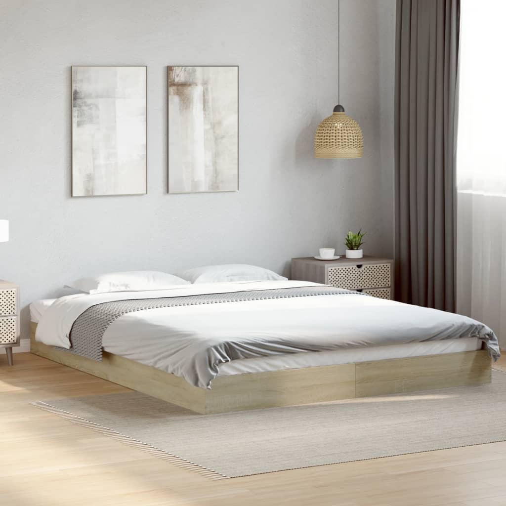 Giroletto senza Materasso-Struttura Letto Rovere Sonoma 160x200cm in Truciolato 570462