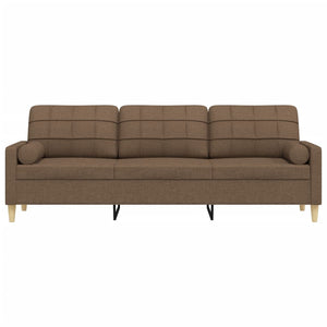 vidaXL Divano a 3 Posti con Cuscini Marrone 210 cm in Tessuto