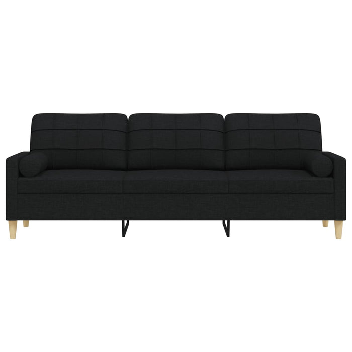 vidaXL Divano a 3 Posti con Cuscini Nero 210 cm in Tessuto