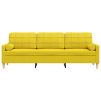 vidaXL Divano a 3 Posti con Cuscini Giallo Chiaro 210 cm in Tessuto