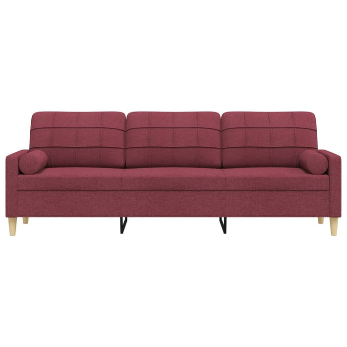 vidaXL Divano a 3 Posti con Cuscini Rosso Vino 210 cm in Tessuto