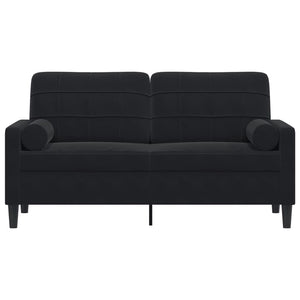 Divano a 2 Posti con Cuscini Nero 140 cm in Velluto 3278224