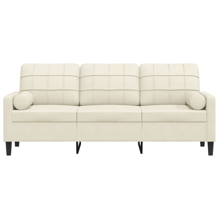 Divano a 3 Posti con Cuscini Crema 180 cm in Velluto 3278237