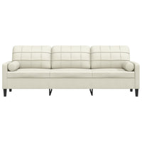 vidaXL Divano a 3 Posti con Cuscini Crema 210 cm in Velluto