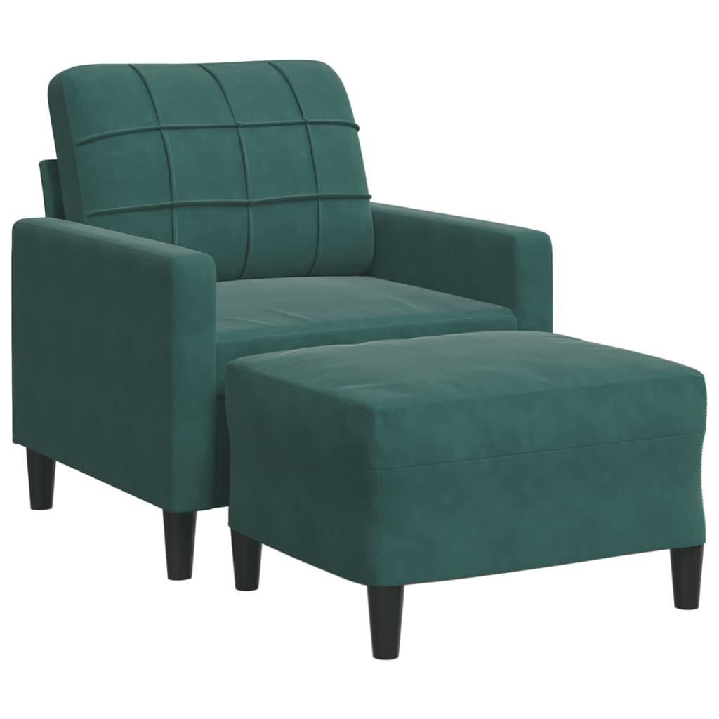 vidaXL Poltroncina con Poggiapiedi Verde Scuro 60 cm in Velluto