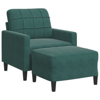 vidaXL Poltroncina con Poggiapiedi Verde Scuro 60 cm in Velluto