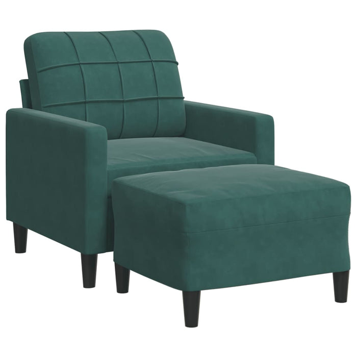 vidaXL Poltroncina con Poggiapiedi Verde Scuro 60 cm in Velluto