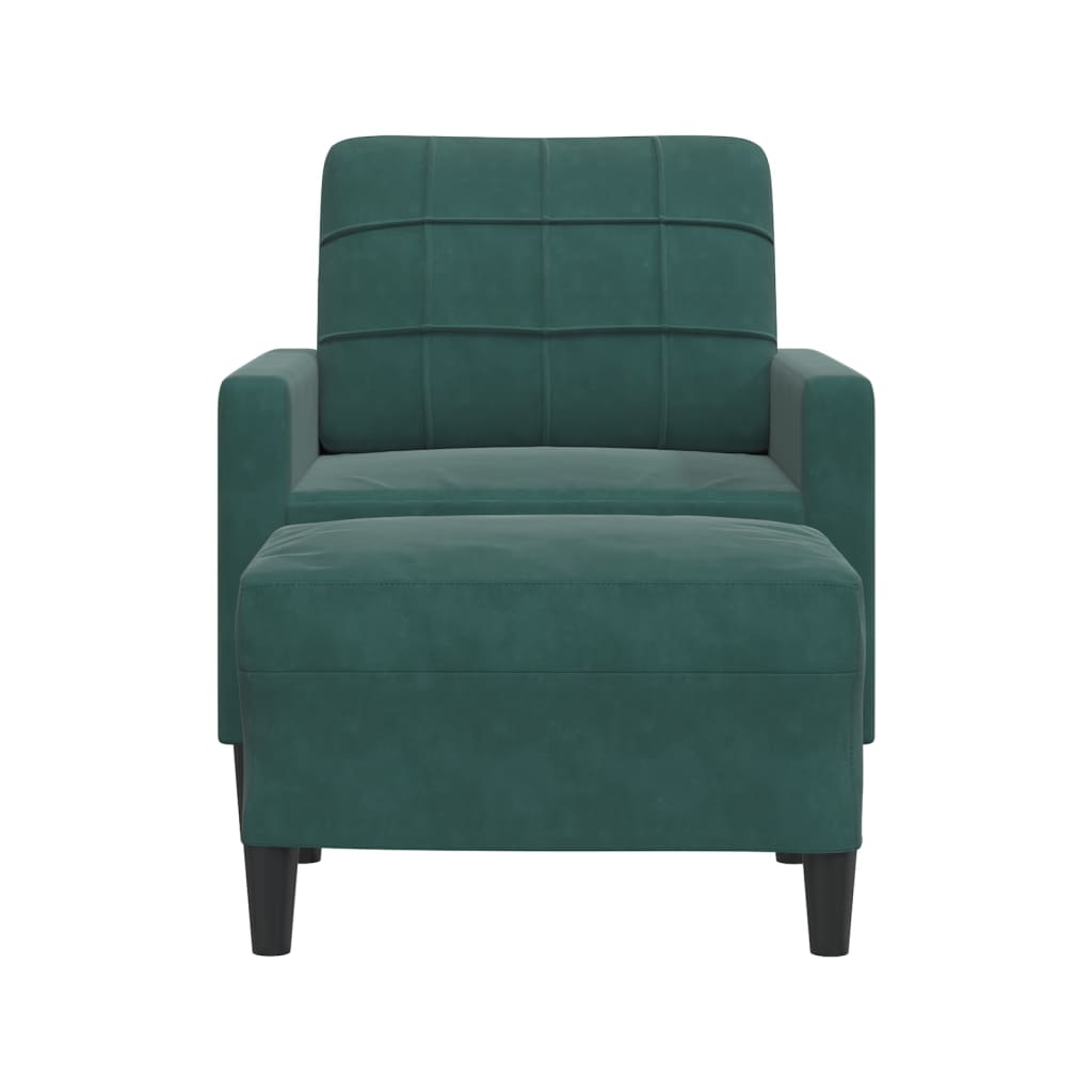 Poltroncina con Poggiapiedi Verde Scuro 60 cm in Velluto 3278259