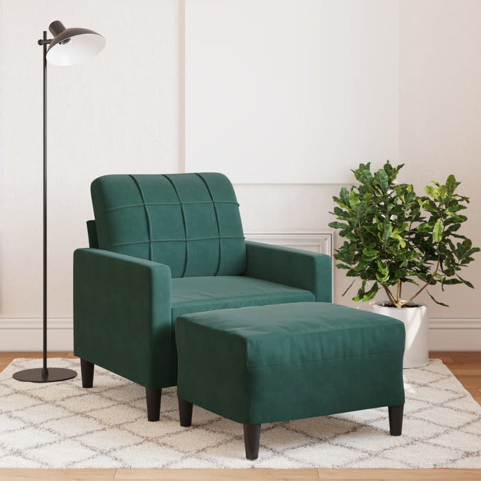 vidaXL Poltroncina con Poggiapiedi Verde Scuro 60 cm in Velluto