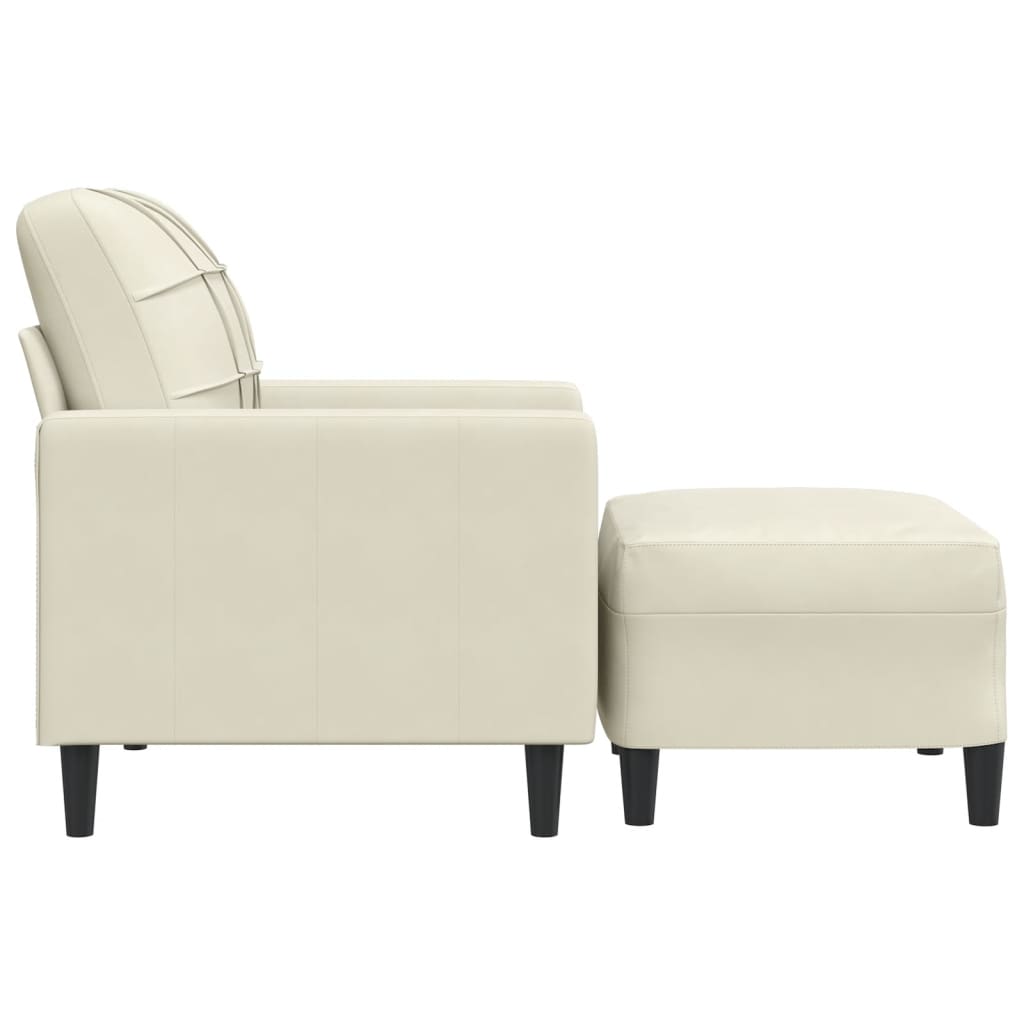 Poltrona con Poggiapiedi Crema 60 cm in Velluto 3278265