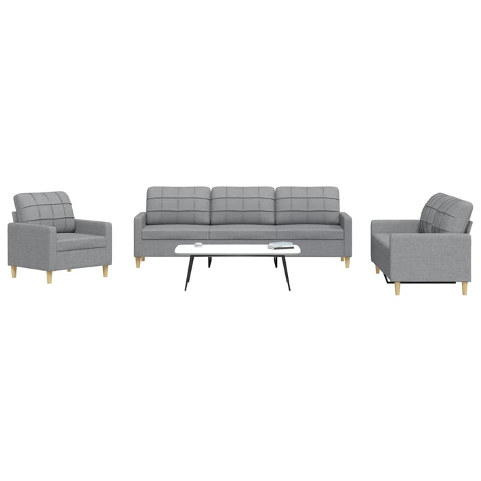 Set di Divani 3 pz Grigio Chiaro in Tessuto 3278287