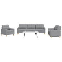 vidaXL Set di Divani 3 pz Grigio Chiaro in Tessuto