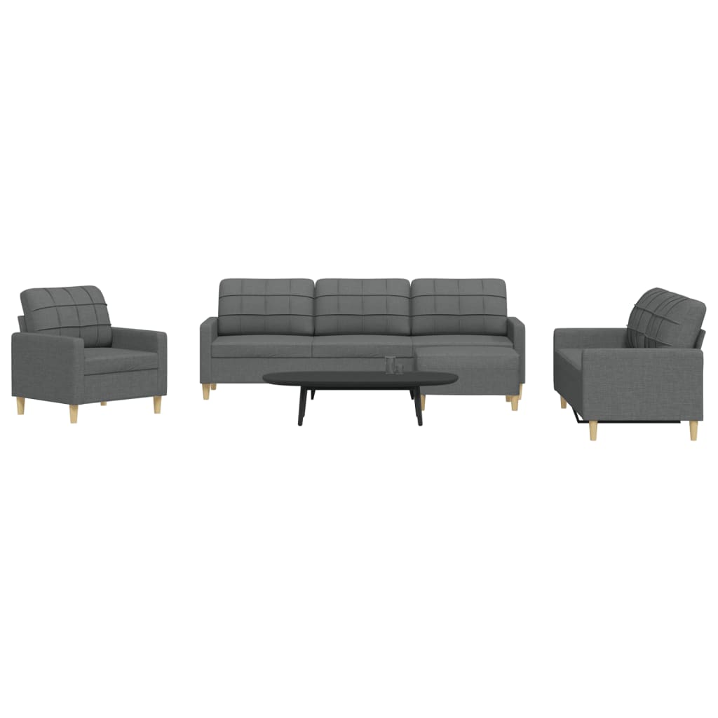 Set di Divani 4 pz con Poggiapiedi Grigio Scuro in Tessuto 3278296