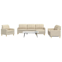 Set di Divani 4 pz con Poggiapiedi Crema in Tessuto 3278297