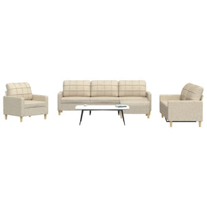 Set di Divani 4 pz con Poggiapiedi Crema in Tessuto 3278297