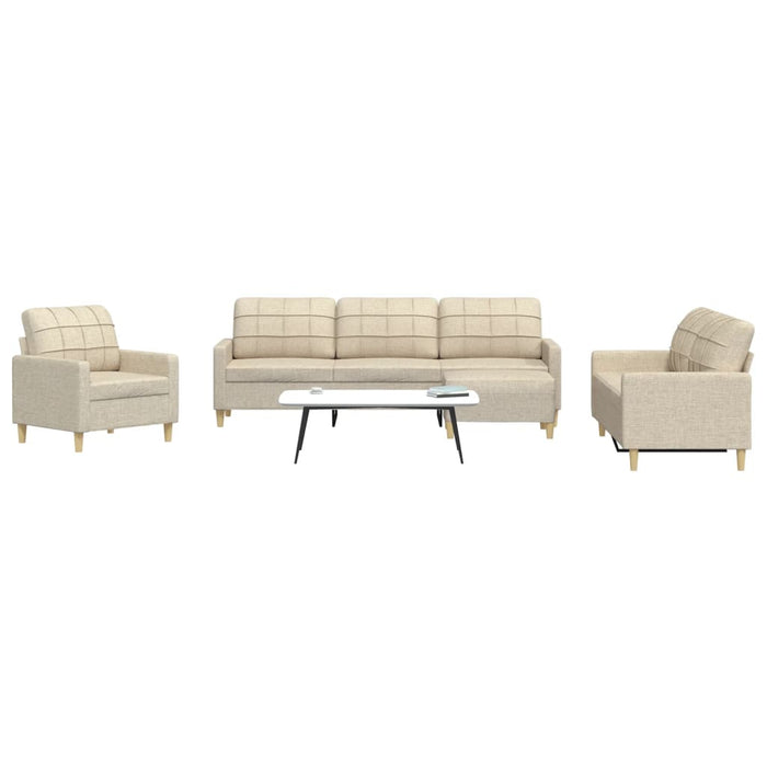 Set di Divani 4 pz con Poggiapiedi Crema in Tessuto 3278297