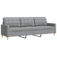 vidaXL Set Divani 3 pz con Cuscini Decorativi Grigio Chiaro in Tessuto
