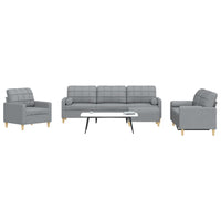 Set Divani 4 pz con Poggiapiedi e Cuscini Grigio Chiaro Tessuto 3278311