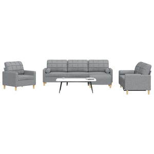 Set Divani 4 pz con Poggiapiedi e Cuscini Grigio Chiaro Tessuto 3278311
