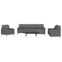 Set Divani 4 pz con Poggiapiedi e Cuscini Grigio Scuro Tessuto 3278312