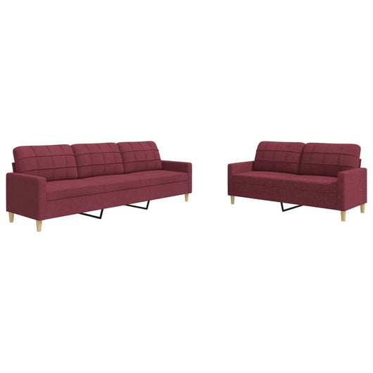 Set di Divani 2 pz Rosso Vino in Tessuto 3278325