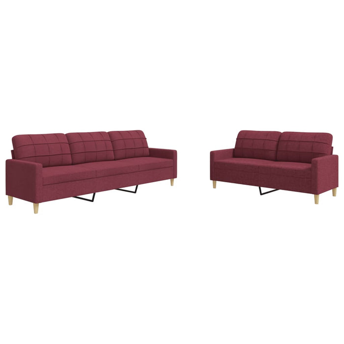 Set di Divani 2 pz Rosso Vino in Tessuto 3278325
