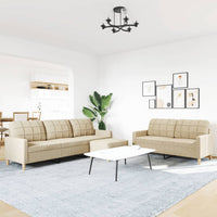 Set di Divani 3 pz con Poggiapiedi Crema in Tessuto 3278329