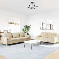 Set Divani 2 pz con Poggiapiedi Crema in Tessuto 3278337