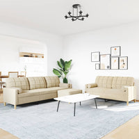 Set Divani 3 pz con Poggiapiedi e Cuscini Crema Tessuto 3278345