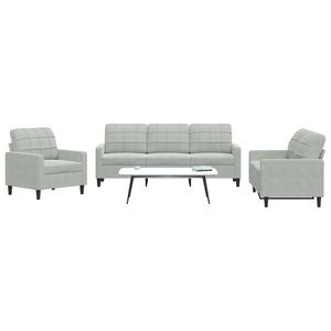 Set di Divani 3 pz con Cuscini Grigio Chiaro in Velluto 3278351