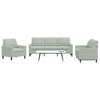 Set di Divani 3 pz con Cuscini Grigio Chiaro in Velluto 3278351
