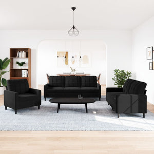 Set di Divani 3 pz con Cuscini Nero in Velluto 3278356