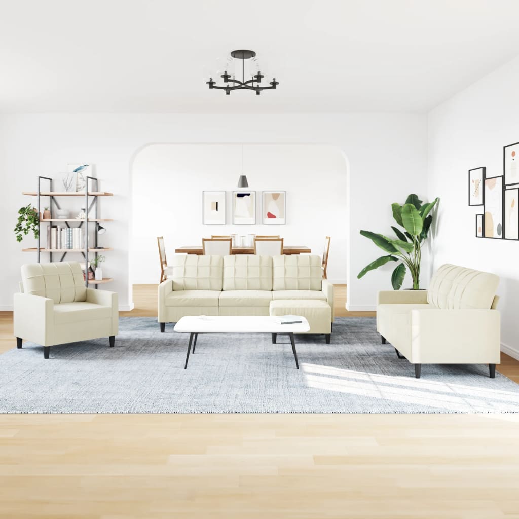 vidaXL Set di Divani 4 pz con Cuscini Crema in Velluto