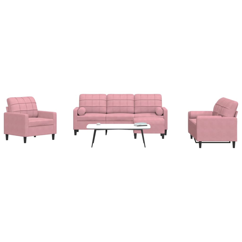 Set di Divani 4 pz con Cuscini e Rinforzi rosa in Velluto 3278384