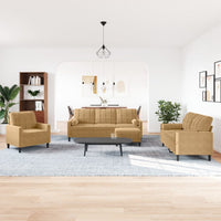 Set di Divani 4 pz con Cuscini e Rinforzi Marrone in Velluto 3278388