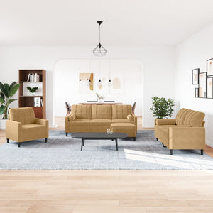 vidaXL Set di Divani 4 pz con Cuscini e Rinforzi Marrone in Velluto