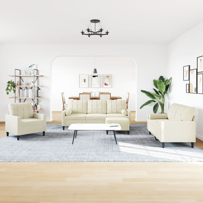 vidaXL Set di Divani 4 pz con Cuscini e Rinforzi Crema in Velluto
