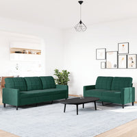 Set di Divani 2 pz con Cuscini Verde scuro in Velluto