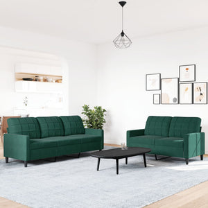 Set di Divani 2 pz con Cuscini Verde scuro in Velluto