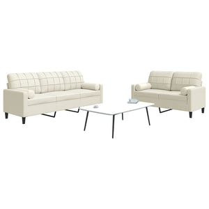vidaXL Set di Divani 2 pz con Cuscini e Rinforzi Crema in Velluto